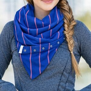 Ivivva Lululemon Village Chill Scarf Infinity Stripes Blue Pink OS Snap Cozy